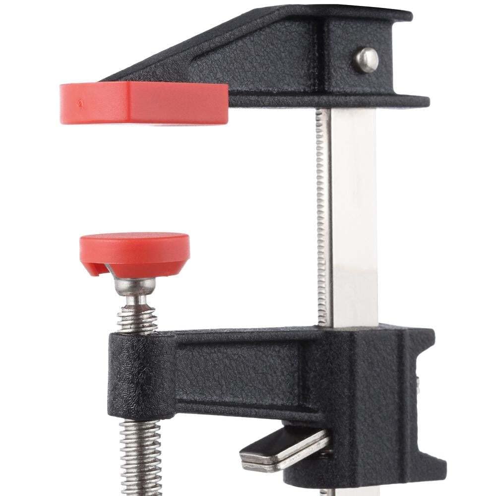 BESSEY GSCC4PK-C Clamp Set for Woodworking, F-style with Wood Handle, Replaceable Pads, 2 x 6 In and 2 x 12 In, 600 lb, Red/Black/Silver