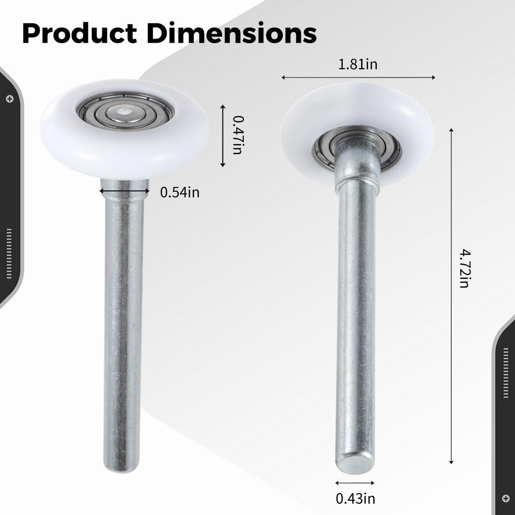 Homaisson 10 PCS 1.8'' Garage Door Rollers with 4.7-inch Stem, Quiet Garage Door Replaceable Wheel, Nylon Garage Roller Replacement, Door Roller for Garages, Barns, Warehouses