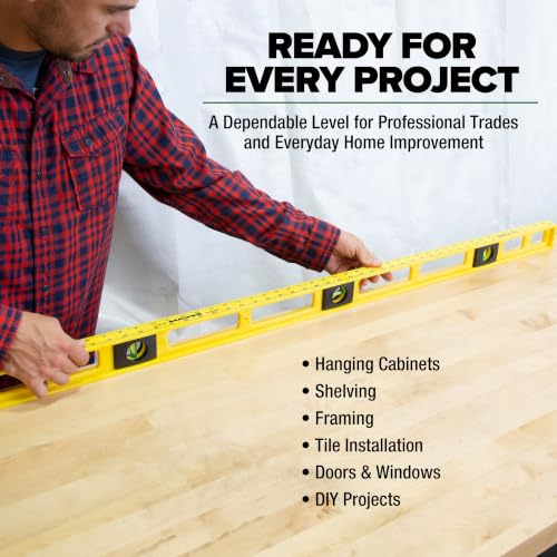 MAYES 10102 4ft Level, 48 Inch Level Made in the USA Won’t Scratch Surface