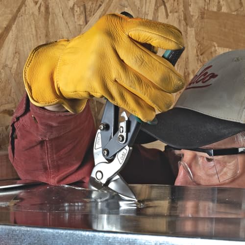 Malco AV9 Vertical Aviation Snip – RIGHT Cut - Green Grip, 90° Upright Jaws for Tight Spaces & Overhead, 24-Gauge Steel & 28-Gauge Stainless, Serrated Upper Jaw, Forged Steel, HVAC & Roofing