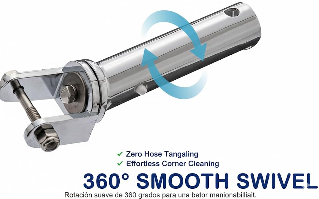 Metal Pool Vacuum Head Replacement Handle with 360° Swivel Pole Attachment