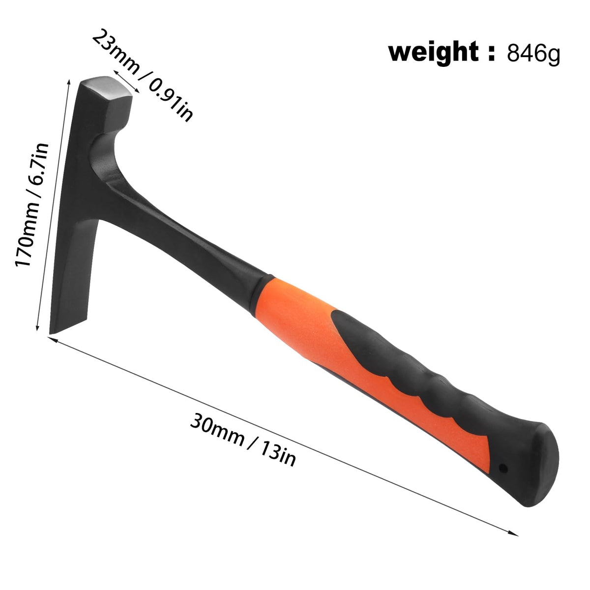 2 Pack 30 oz, brick hammer, Masonry Hammer, All Steel Geologist Hammer, Bricklayer's/Mason's Hammer for Mining, by GENHAKON
