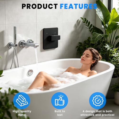 Replacement for Delta 13/14 Series Shower Valve Trim Kit, Matte Black Shower Valve Handle for Delta R10000 Valve (Valve Not Included)