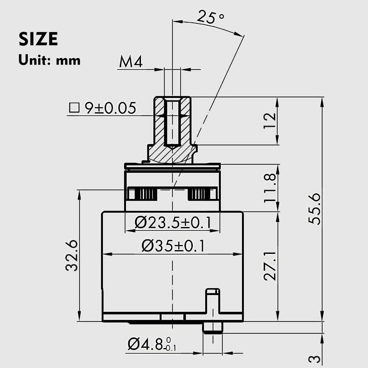 K35A Faucet Cartridge of Kerox, Replacement Cartridge Compatible with La Torre, Gerber, Danze & Moen, Single Lever Shower Tub Repair, KN35A 35mm 1 3/8" Mixer Tap Cartridge Replacement (1 Pack)