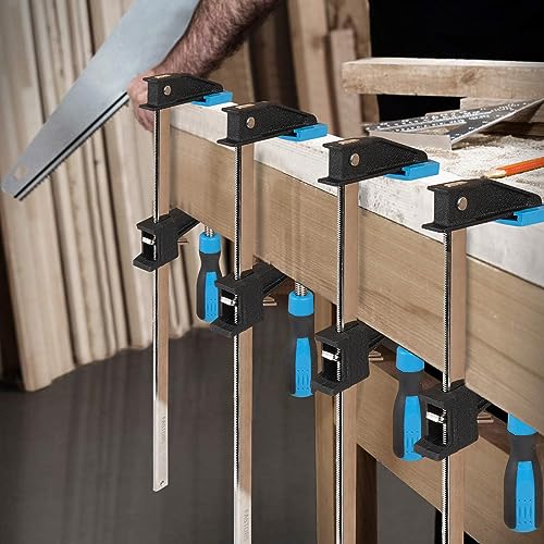 FASTORS Bar Clamps for Woodworking 36 Inch,4 Pack Wood Clamps Adjustable and Release Quickly,Woodworking Clamps Throat Depth 2.5 Inch,Serrated Steel Rail,Bar Clamps Force 600 Lbs
