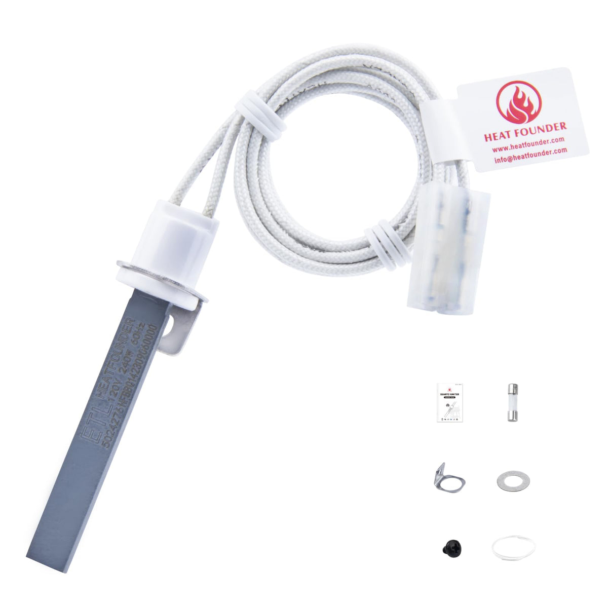 HEATFOUNDER 90S Ignition Time Silicon Nitride Hot Rod Igniter Pellet Grill Igniter Rod for Pitboss Camp Chef 100% Pit Boss Igniter Replacement Hot Rod Igniter Heating Element