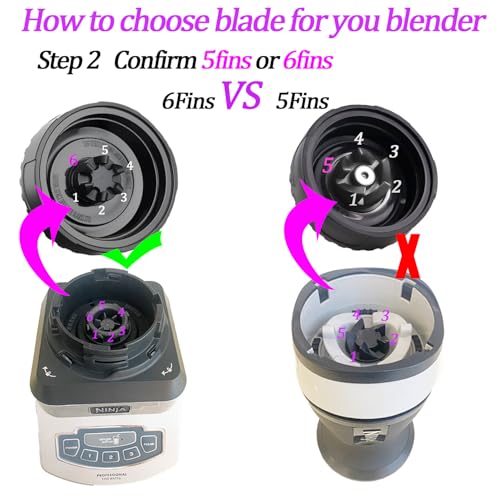 [UPGRADE] Small 3.35inch 6-Fin Male Blender Blade Replacement Parts for Nutri Ninja Blender BL660 BL770 BL780 BL740