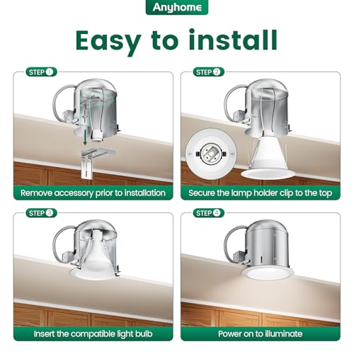 Anyhome 12 Pack 6" Recessed Can Light Trim,for 6 Inch Can,White,All-Metal