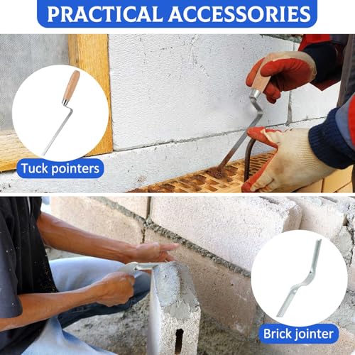 Flutesan 9 Pcs Tile Grout Masonry Mortar Bag Set Include 6 Pcs 12" x 24" Cement Sealer Bag Concrete Grouting Bag 1 Pcs Brick Jointer 1 Pcs Tuck Pointers 1 Pair Gloves for Tile Filler Installation Tool