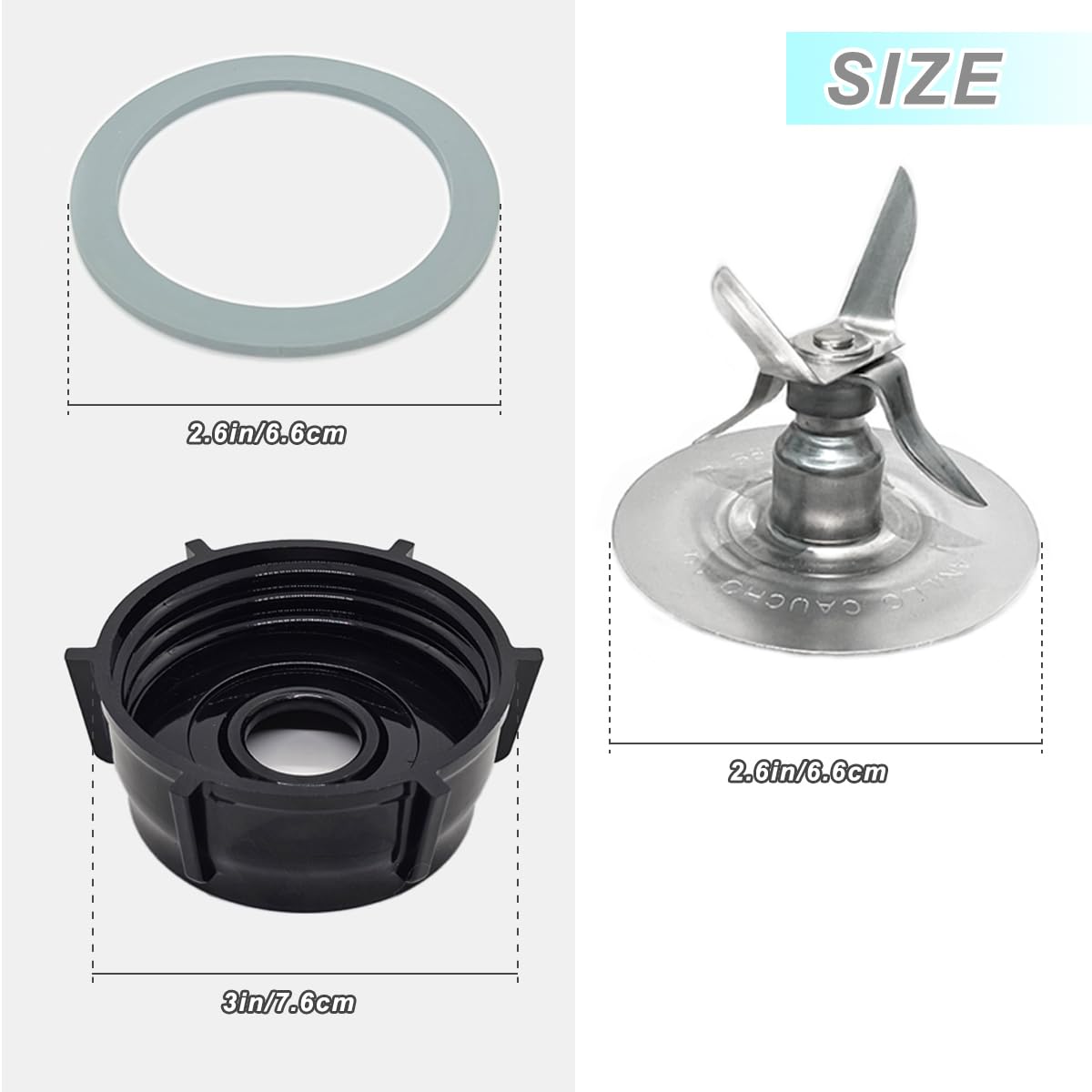 for Oster Blender Replacement Parts Blender Ice Crusher Blade with 2 Jar Base Cap and 4 Rubber O Ring Sealing Ring Gasket
