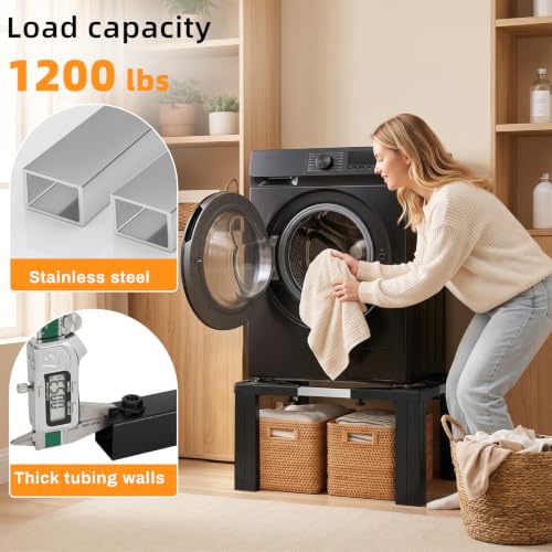 Adjustable Washer Dryer Pedestal, 12” Heavy Duty S