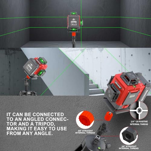 WEIDDW Laser Level 360° Green Cross Line Self Leveling Laser Measuring Tool