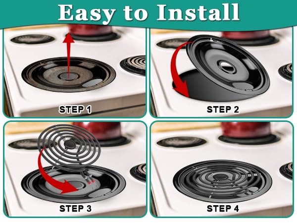 5304430149 5304430150 Black Porcelain Drip Pan Set & MP22YA Electric Range Burner Element Unit Set by Cenipar-Compatible with Frigi-daire Ken-more Cros-ley Tap-pan Range Oven/Stove