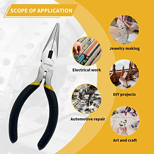 BOOSDEN 5'' Small Needle Nose Pliers 10 Pack, Mini Needle Nose Pliers, Micro Needle Nose Pliers