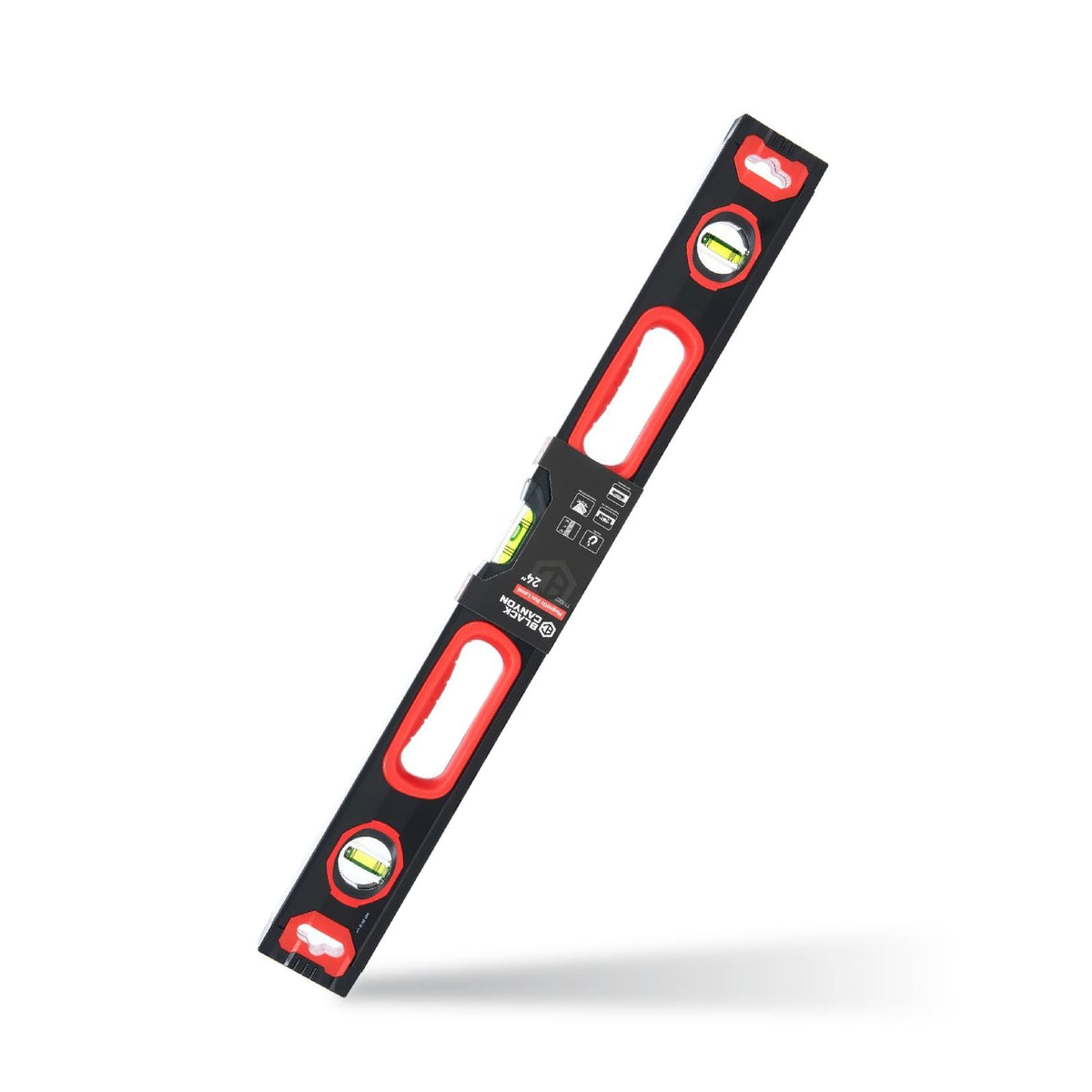 Black Canyon 24" Box Level, 2 FT Level w/Magnetic Base, Vertical and Horizontal Measurement, Aluminum, Plastic Frame, Hang Hole, Vial Types, Suits Construction