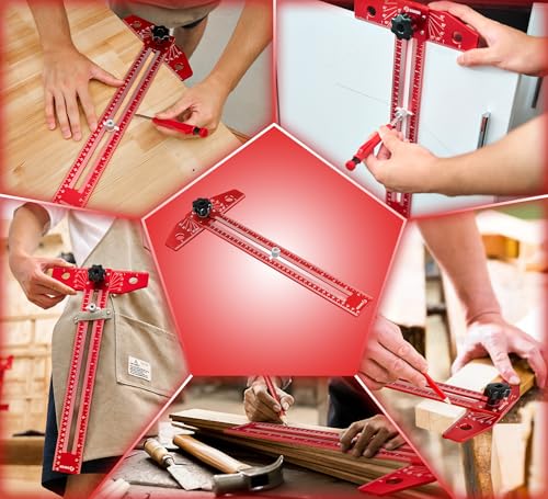 Saker Woodworking Scriber Marking Line Ruler,Aluminum Alloy T-Square