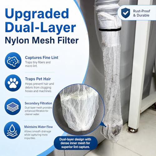 100 Pack Washing Machine Hose Lint Traps with Cabl