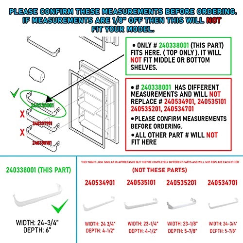 UPGRADED Lifetime Appliance 240338001 Door Bin Shelf Rack Compatible with Frigidaire or Kenmore Refrigerator