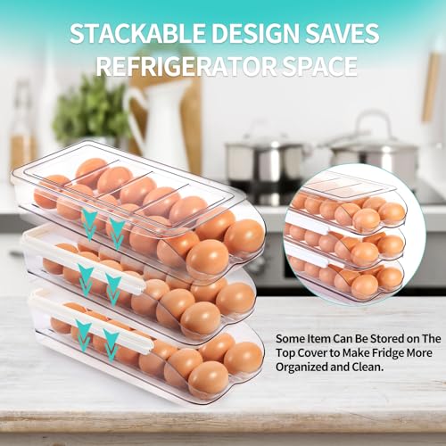 RoskDeewat Egg Holder for Fridge, Automatic Rollin