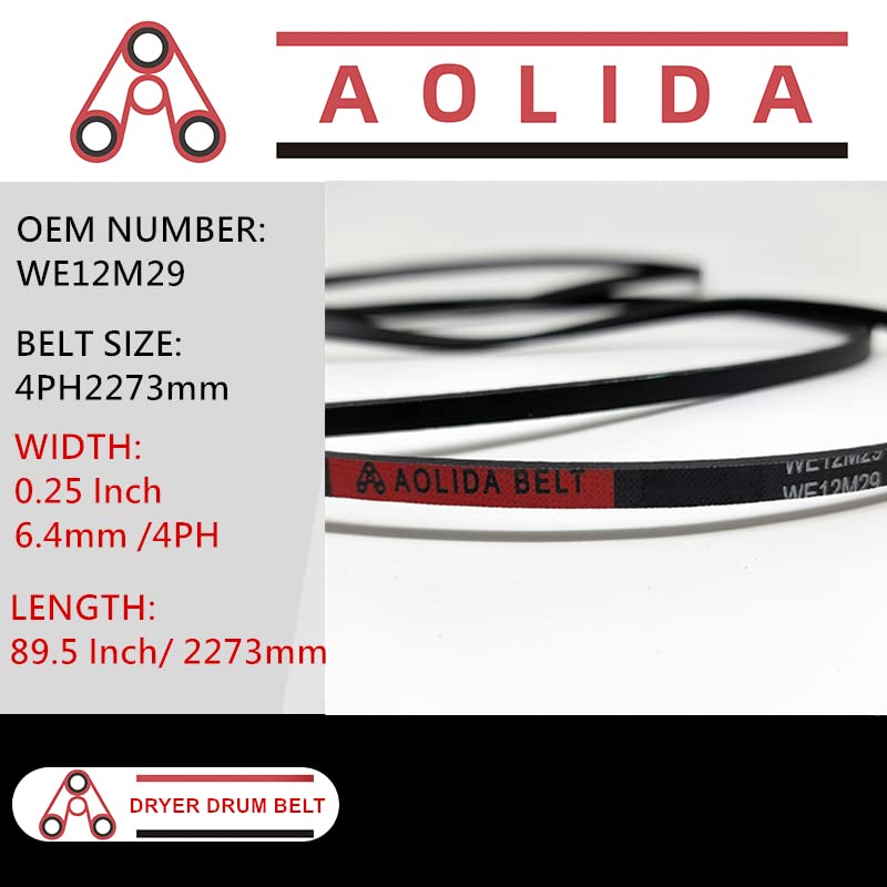 GE WE12M29 WE03X29897 (89.5 Inches) Dryer Drum Drive Belt Replacement for WE12M22, 137292700, WE120122, WE12M0022, AP4565702, PS3408299, 134163500 Compatible with Whirlpool, Kenmore, GE/Hotpoint