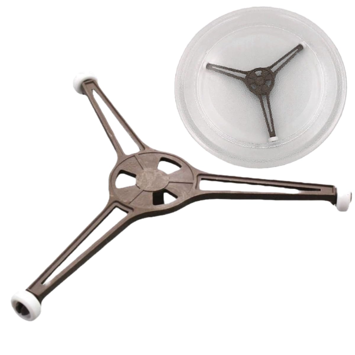 1-Pack Microwave Oven Flat Turntable Ring Roller Glass Plate Tray Triple Arm Rotating Support Holder with Wheels Rotating Ring Roller Replacement Arm - Length 3.54" / 9 cm Microwave Plate Replacement