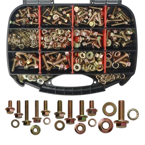 JVSRM 404Pcs Class 10.9 Metric Flange Bolts Kit - M6 M8 M10 (12-30mm)