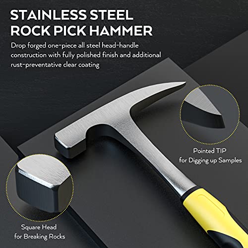INCLY 7PCS Geology Rock Pick Equipment Kit, Rock Hammer and Chisel Set