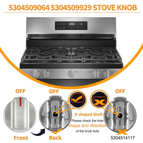 Stainless Steel 5304509064 5304509929 Stove Knob Replacement for Frigidaire Gallery Gas Stove Knobs FGGF3036TFA GCRG3060AFC Range Cooktop Knobs Parts Frigidaire Oven Burner Control Knobs Metal Silver