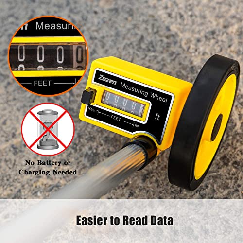 Zozen 4-Inch Measuring Wheel in Feet and Inches, One-Key to Reset