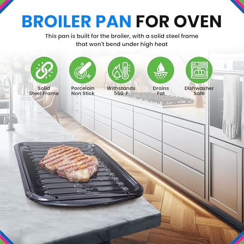 Broiler Pan for Oven Nonstick Porcelain Coated - 1