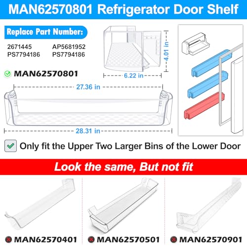 [2 PACK]UPGRADED MAN62570801 Refrigerator Door Bin