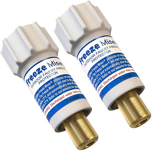 Freeze Miser Outdoor Faucet & Spigot Freeze Protection – Patented Valve Shield, Activates at Water Temperature Below 37°F/3°C – Durable Winter Cover Alternative – Quick Install, Saves Water – 2 Pack