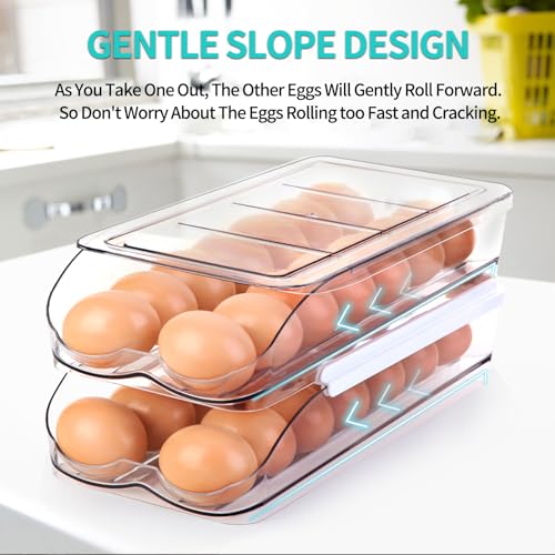 RoskDeewat Egg Holder for Fridge, Automatic Rollin