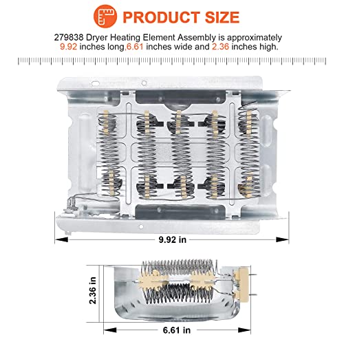 【2026 UPGRADED】279838 W10724237 3403585 Dryer Heat