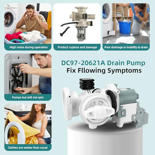 DC97-20621A DC31-00187A DC97-20621C Drain Pump Assembly for Samsung Washer,Replace PX3516-01 DC97-17999N WF45R6300AV/US WF45B6300AP/US WF45M5500AP/A5 WF45R6100AP/US WF45R6300AW/US AP6807020 PS12592830