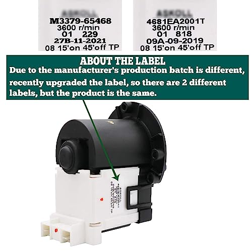 4681EA2001T WM3170CW WM3670HW WM3670HVA Drain Pump OEM fit for LG Kenmore OEM Washer WM3997HW WM3270CW WM3770HVA WM2101HW fit for Kenmore Elite 796403119 796410733 796412722 AP5328388 prime&swift