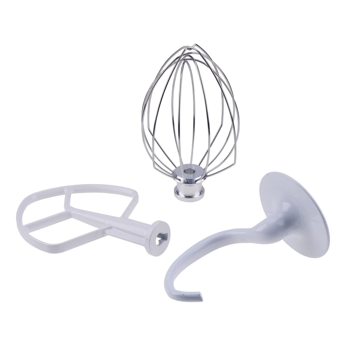 ELSOON K5ADH Dough Hook & K5AB Flat Beater & K5AWW Wire Whip-3 Pieces Replacement for KitchenAid 5-QT Bowl-Lift Stand Mixer