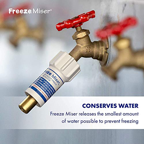 Freeze Miser Outdoor Faucet & Spigot Freeze Protection – Patented Valve Shield, Activates at Water Temperature Below 37°F/3°C – Durable Winter Cover Alternative – Quick Install, Saves Water – 2 Pack