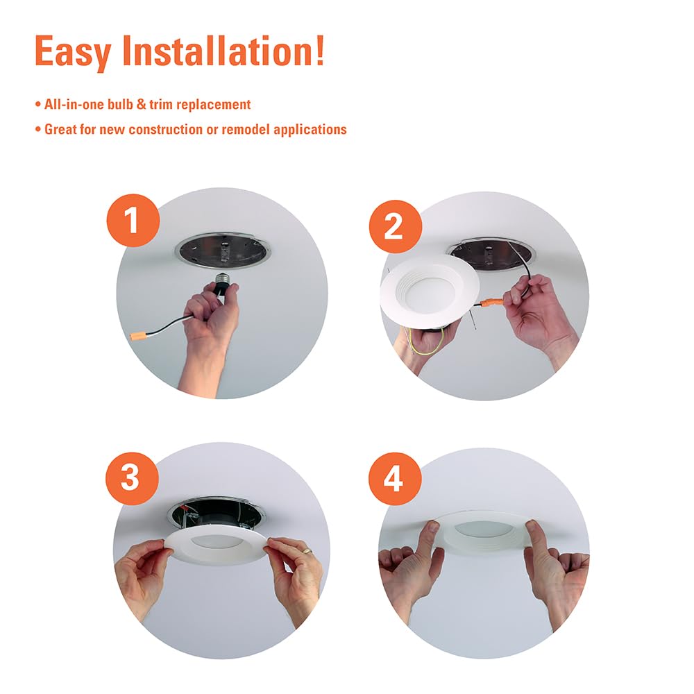 HALO LT 5/6 inch LED recessed Can Light Trim, 5 CCT, Dimmable, 750lm 6PK