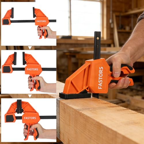 FASTORS 4-Pack 24 Inch Bar Clamps Set,Woodworking Clamps Heavy Duty 350LBS Throat Depth 3-1/3”,Quick Grip/Spreader One-Handed Wood Clamp with Quickly Change Button
