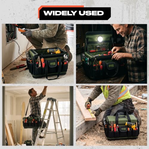 HISEA 16-Inch Tool Bag for Men, Tool Box Organizer with Magnetic Light