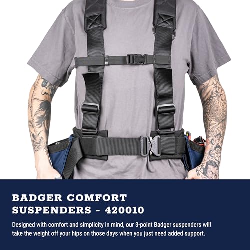 Occidental Leather Badger Suspenders - Gunmetal - Equipped with Shoulder Pads - Made in USA