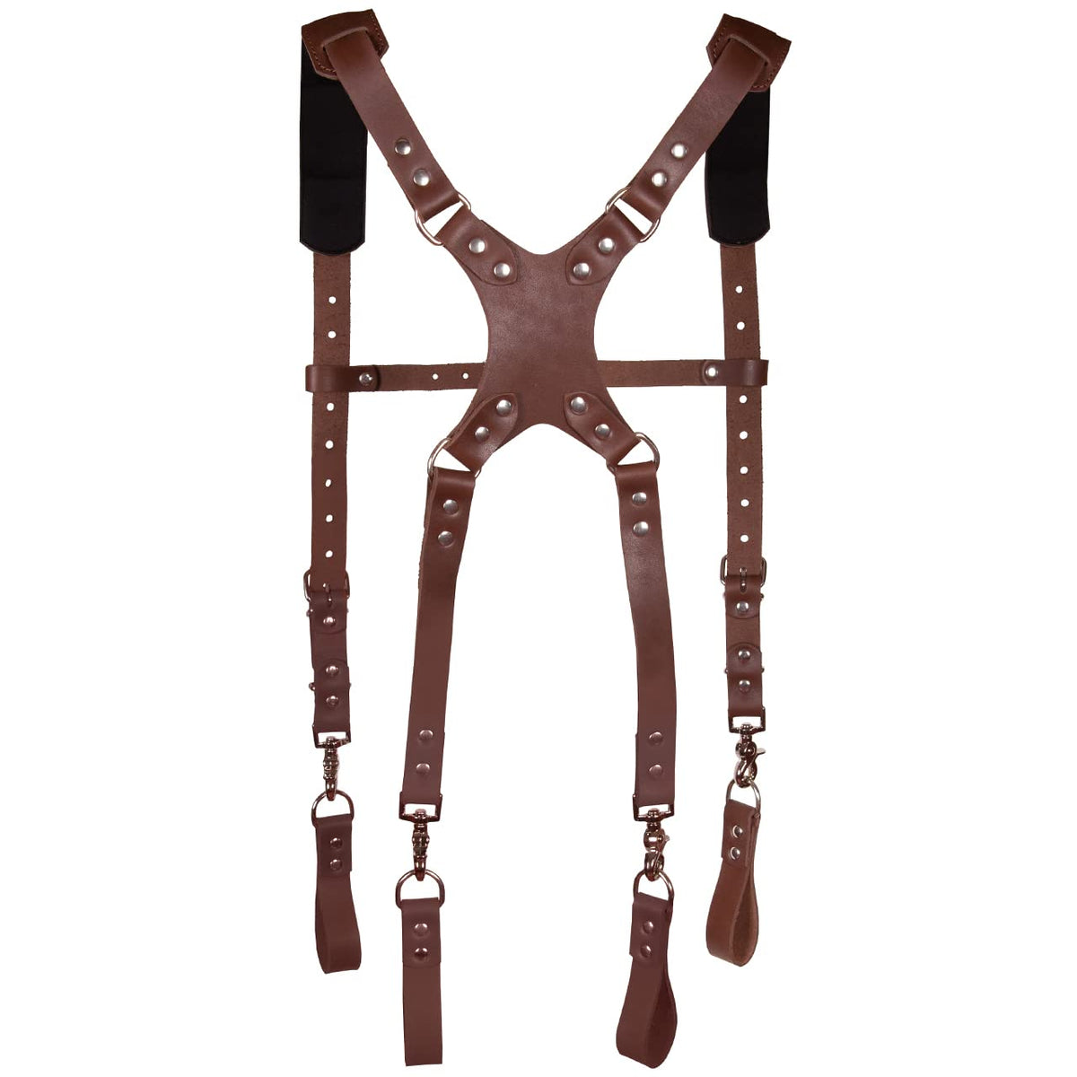 STAMESKY Leather Stronghold Suspension System, Tool Belt Suspenders, Tool Belt Shoulder Strap, Fully Adjustable Padded Leather Tool Belt Suspenders, Padded Tool Belt, Leather Suspenders for Work