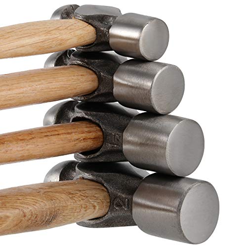ZEONHAK 4 PCS Ball Peen Hammer, 8 OZ,16 OZ, 24 OZ, 32 OZ Ball Peen Hammer Set with Wooden Handle and Non-Slip Shock Absorbing Grip for Metal Rivetc
