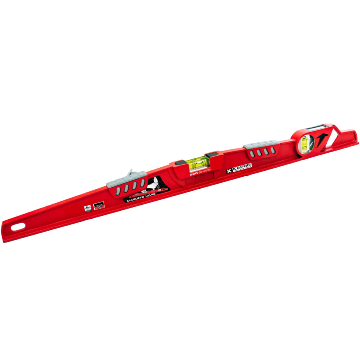 Kapro - 920 Shark Mason’s Level - With Plumb Site - For Masonry, Tilework & Construction - Features Strike Pads & VPA Certified Vials - Cast Aluminum - 32"