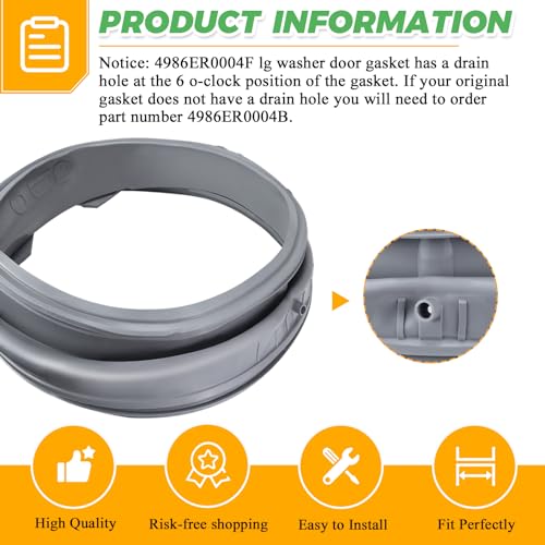 Upgraded 4986ER0004F Washer Door Gasket (OEM) Fit 