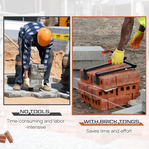 Lothee 2 Pack Brick Tongs, Adjustable Bricks Lifting Tools