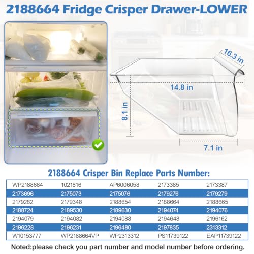 UPGRADED 2188656 Upper Refrigerator Crisper Bin & 
