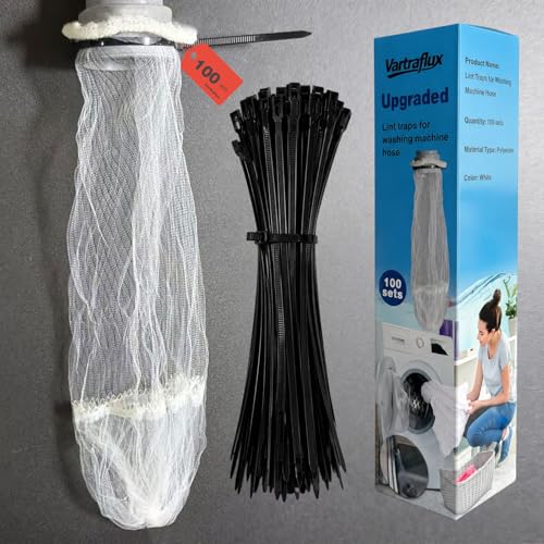 100 Pack Washing Machine Hose Lint Traps with Cabl