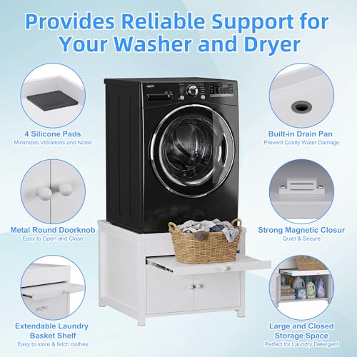 GangMei 29" Washer and Dryer Pedestal with Storage